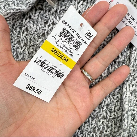 NWT Style & Co. Gray and Cream Knit Cardigan Sweater - Picture 9 of 12